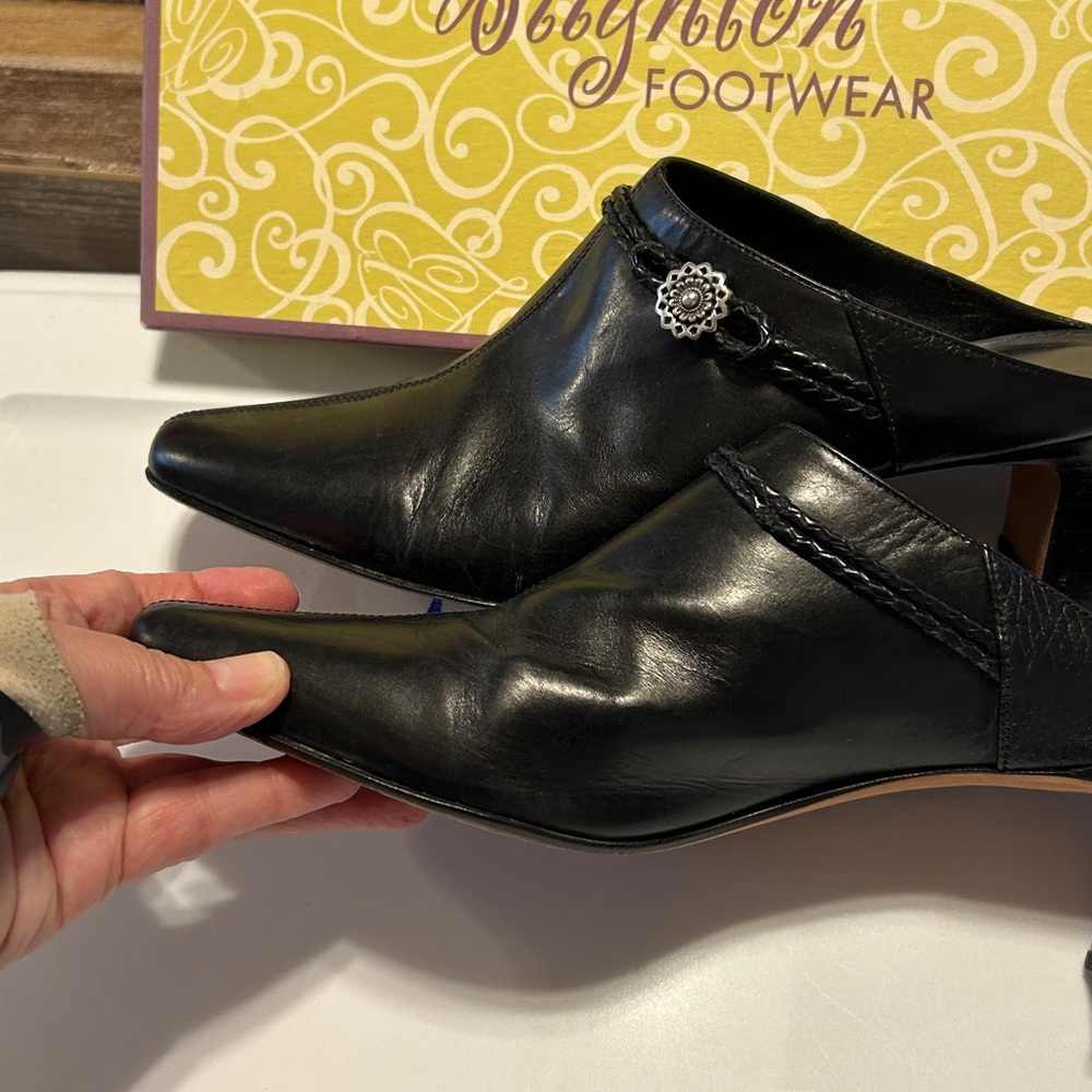 Brighton Black Leather Mules with Silver Accent. Size 9M. Good condition - Picture 5 of 9